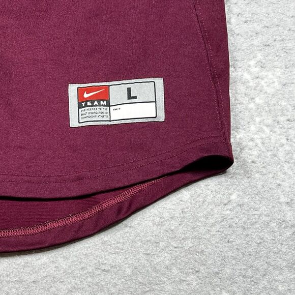 Nike Jersey Mens Large Maroon White Short Sleeve Baseball Button Up Logo Jersey - Picture 5 of 12